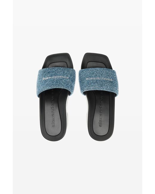 Alexander Wang Blue Crystal Hotfix 85Mm Platform Slide