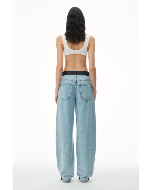 Alexander Wang Blue Leather Belted Balloon Jeans