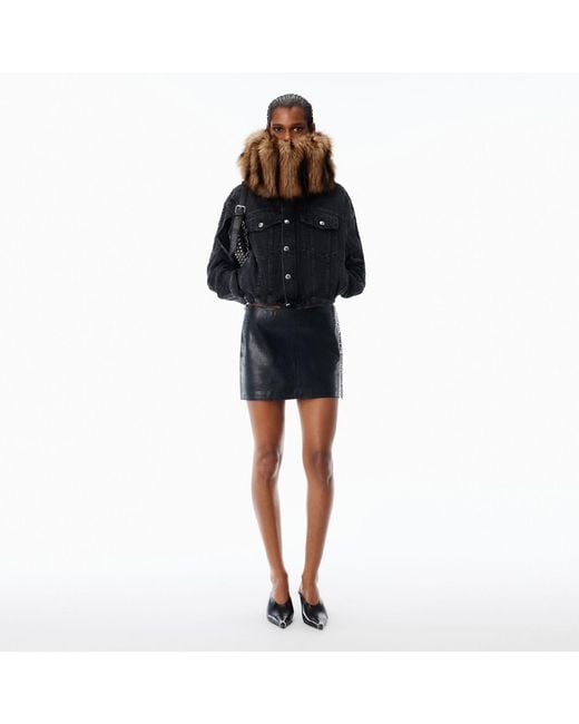 Alexander Wang Black Low-Rise Miniskirt Leather