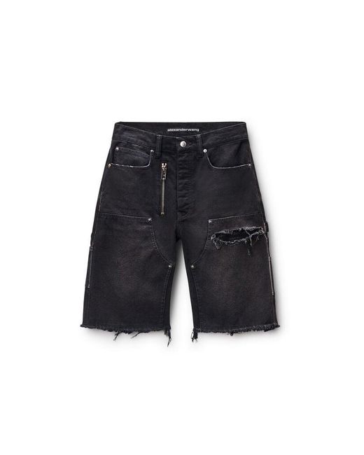 Alexander Wang Black Zip Mid-Rise Carpenter Short