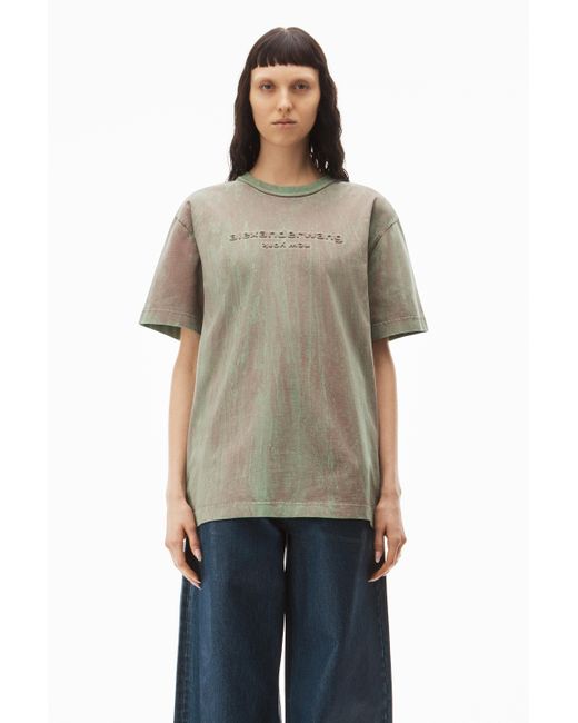 Alexander Wang Multicolor Plaster Dyed Logo Tee In Compact Jersey