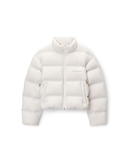 Alexander Wang White Logo Jacquard Puffer Jacket