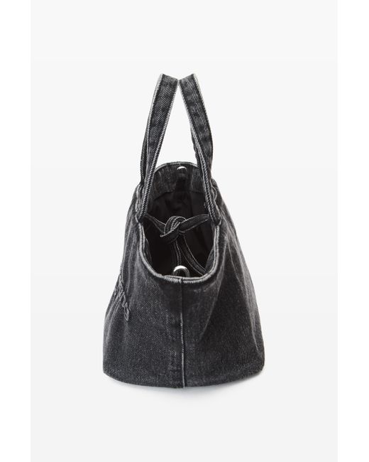 Alexander Wang Black Punch Small Tote Bag In Cotton Denim