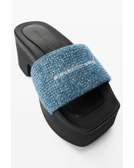 Alexander Wang Blue Crystal Hotfix 85Mm Platform Slide
