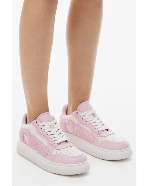 Alexander Wang Pink Puff Pebble Leather Sneaker With Logo