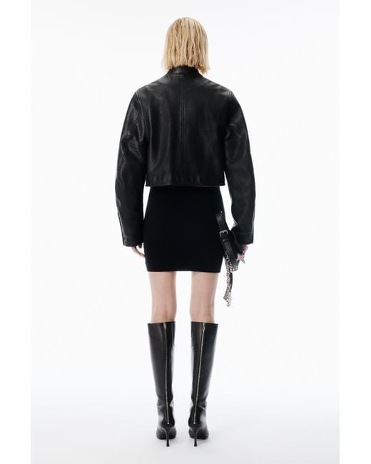 Alexander Wang Black Wool-blend Mini Skirt With Logo Patch