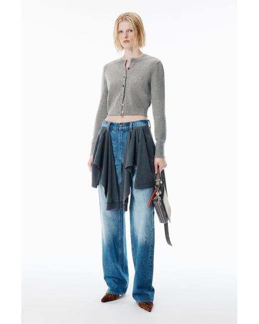 Alexander Wang Gray Wool-Blend Hotfix Cardigan
