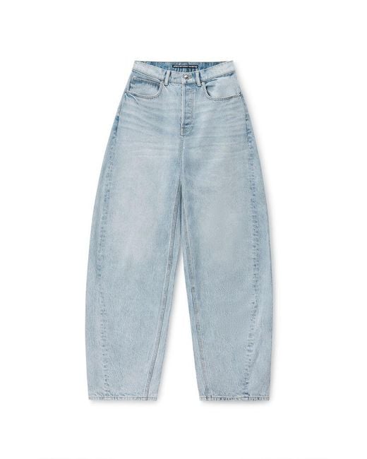 Alexander Wang Blue Crystal Logo Pocket Blow Up Jean