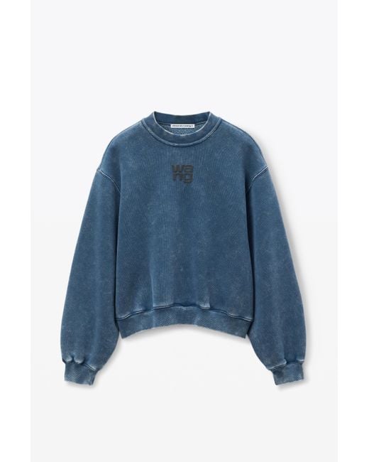 Alexander Wang Blue Puff Logo Sweatshirt In Structured Terry