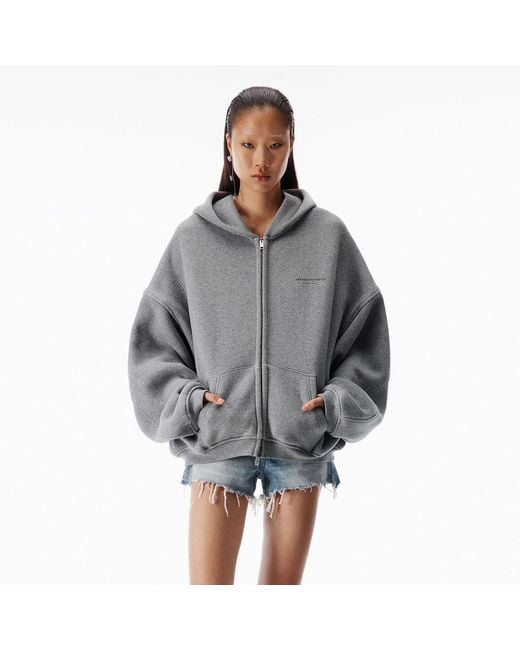 Alexander Wang Crystal Zip-Up Hoodie in Gray | Lyst