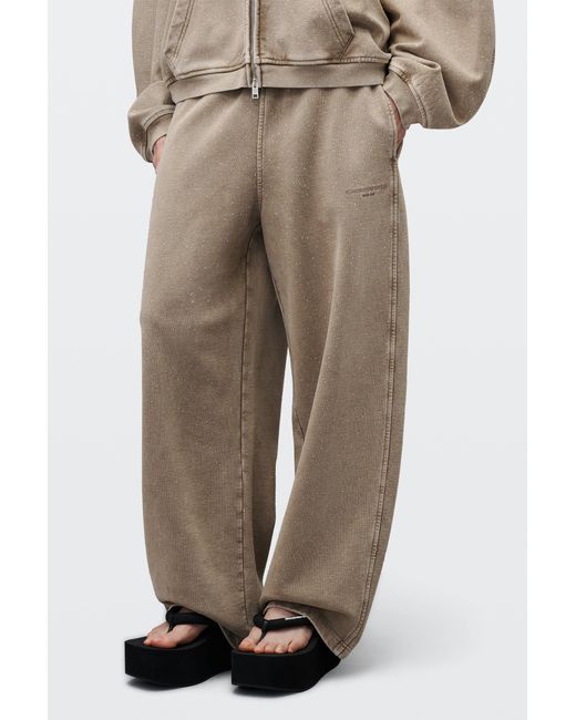 Alexander Wang White Crystal Hotfix Mid Rise Oversized Sweatpant