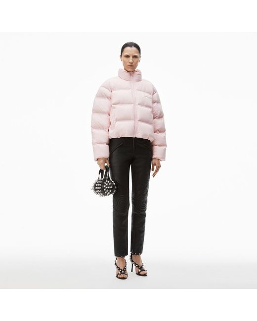 Alexander Wang Pink Logo Reflective Puffer Coat