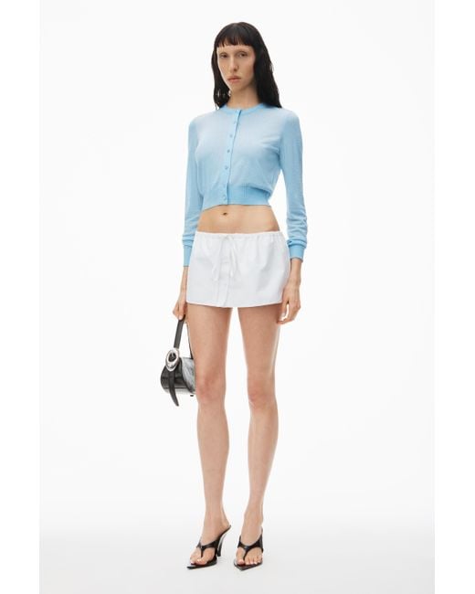 Alexander Wang Blue Cropped Cardigan In Clear Bead Hotfix