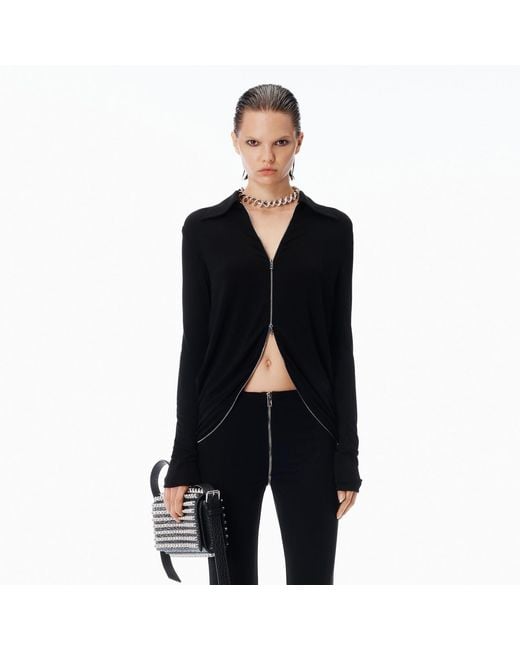 Alexander Wang Black Draped Back Zip Shirt