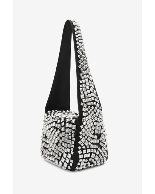Alexander Wang White Spike Small Hobo Bag In Studded Leather