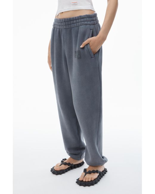 Alexander Wang Blue Puff Logo Sweatpant In Structured Terry
