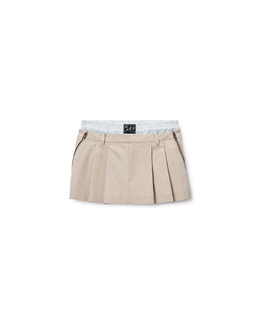 Alexander Wang White Pleated Mini Skort With Boxer Waistband And Zip Details