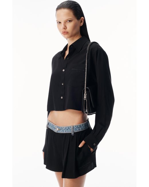 Alexander Wang Black Cropped Button-Down Shirt