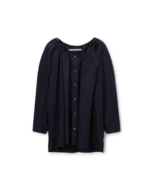 Alexander Wang Black Bungee Scoop Neck Mini Shirt Dress