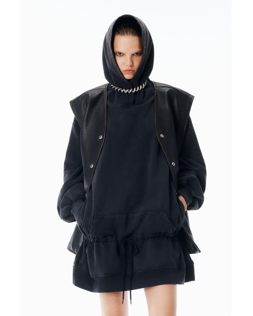 Alexander Wang Black Dropped Waist Hoodie Dress