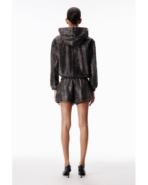 Alexander Wang Black Distressed Leather Short