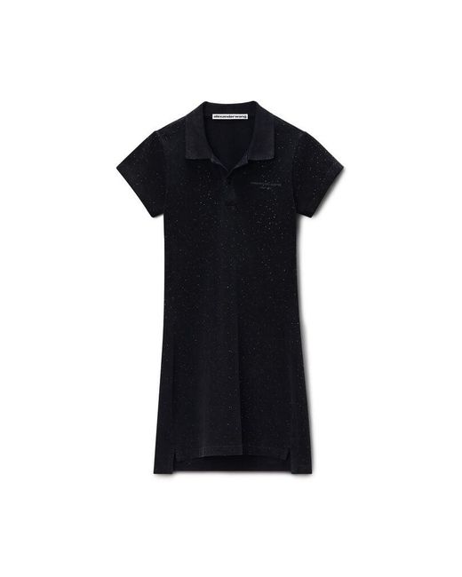 Alexander Wang Black Crystal Embellished Polo Dress