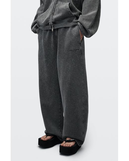Alexander Wang White Crystal Hotfix Mid Rise Oversized Sweatpant
