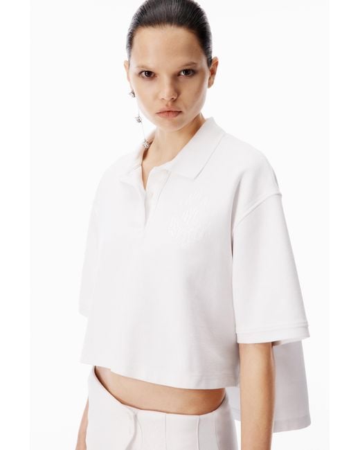 Alexander Wang Blue Cropped Oversized Polo