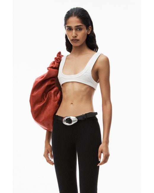 Alexander Wang Natural Scoop Neck Bra In Ribbed Jersey