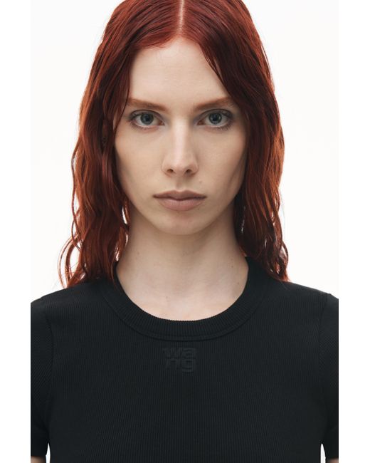 Alexander Wang Black Embossed Logo Cropped Top