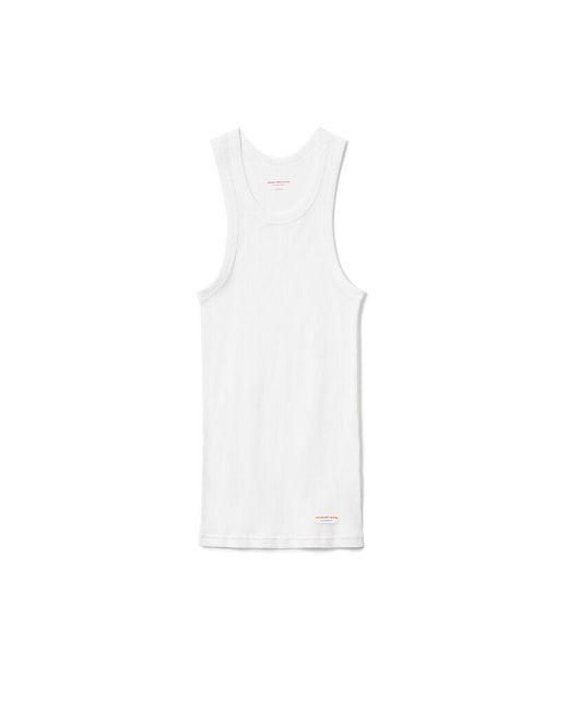 Alexander Wang White Ribbed Cotton Racerback Tank Top
