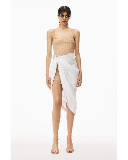 Alexander Wang White Asymmetrical Skirt In Stretch Cotton