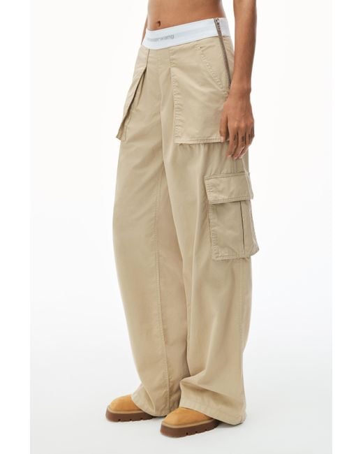 Alexander Wang Natural Rave Logo Waist Cotton Cargo Pants