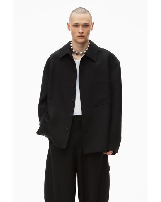 Alexander Wang Black Oversized Tailored Shirt Jacket In Wool for men