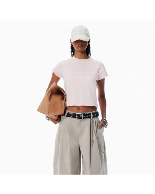 Alexander Wang White Cotton Shrunken Logo Tee
