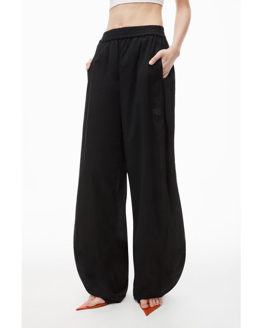 Alexander Wang Black Piped Track Pants In Cotton Twill
