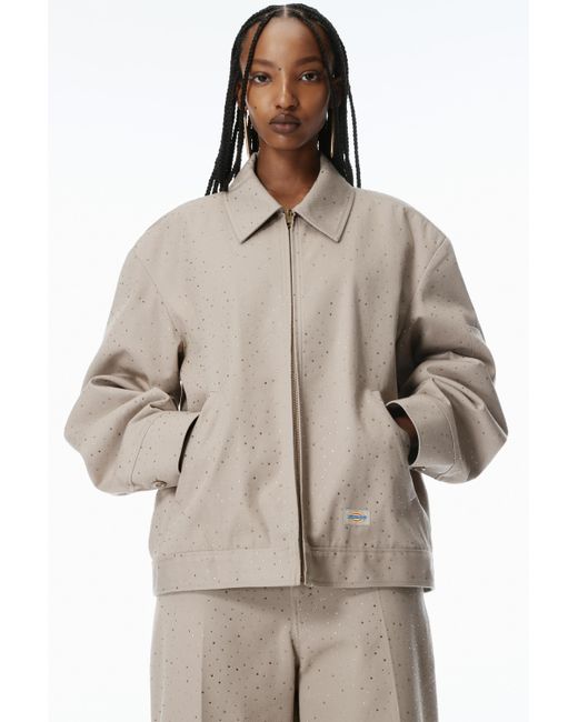 Alexander Wang White Crystal Hotfix Workwear-inspired Jacket