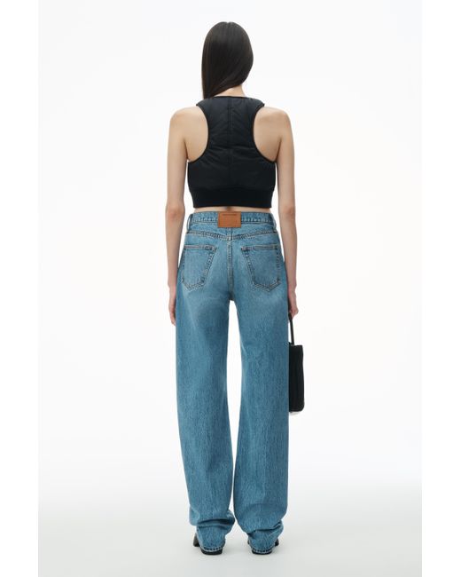 Alexander Wang Ez Mid Rise Jeans With Embossed Logo in Blue