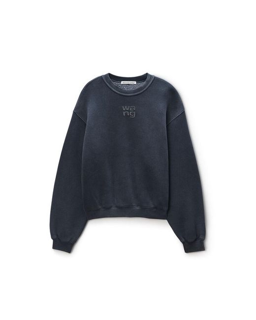 Alexander Wang Blue Crystal Hotfix Logo Sweatshirt