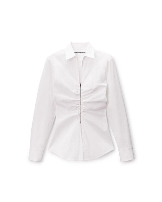 Alexander Wang White Gathered Bust Shirt