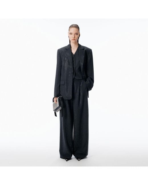 Alexander Wang Blue Crystal Hotfix Wool Mohair Tailored Pant