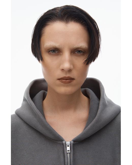 【ALEXANDER WANG】STAR LOGO-PRINT HOODIE Alexander Wang Gray Oversize Star Logo-Print Zip-Up Hoodie