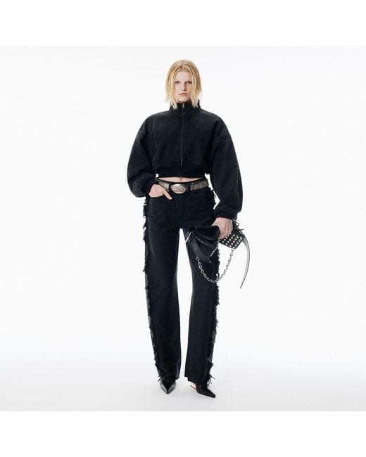 Alexander Wang Blue Brushed Denim Funnel Neck Jacket