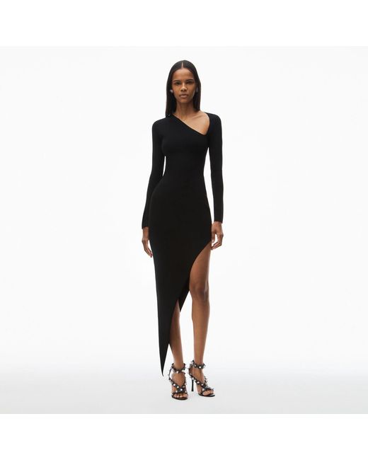 navy blue dress for baby girl Alexander Wang Asymmetric Draped Midi Dress