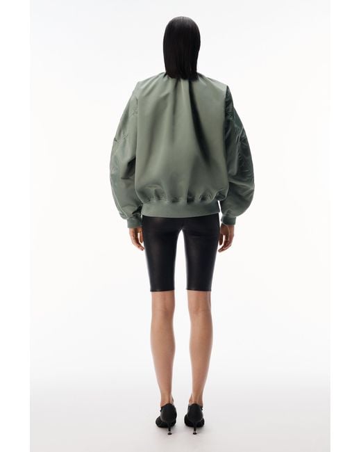 Alexander Wang Green Nylon Scoop Neck Bomber Jacket