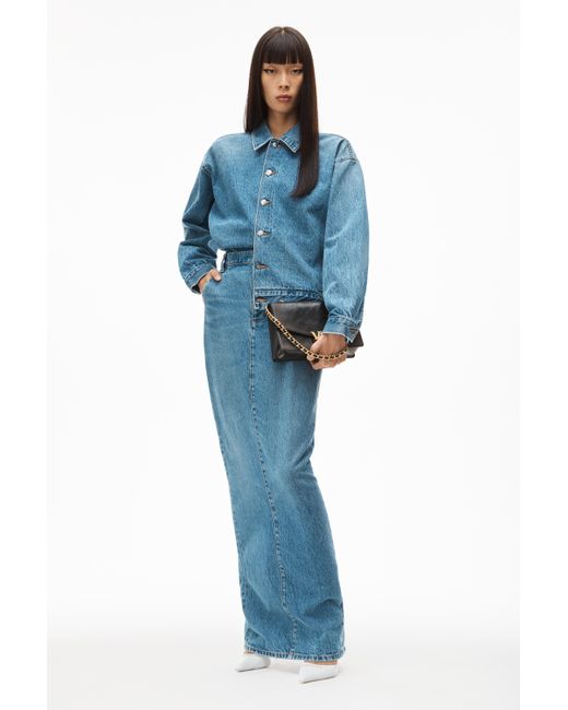 Alexander Wang Blue Invisible Zip Maxi Skirt In Indigo Denim