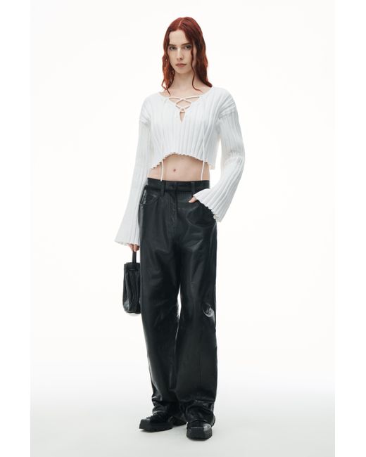 Alexander Wang White Cropped Pullover With Dropped Shoulder