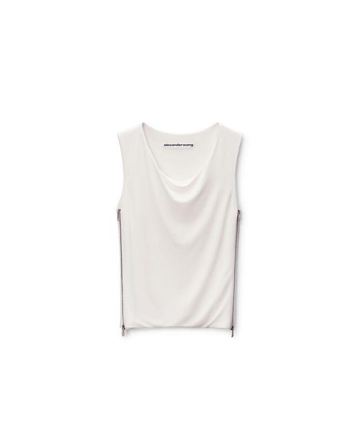 Alexander Wang Natural Zipper Detail Cowl Neck Tank