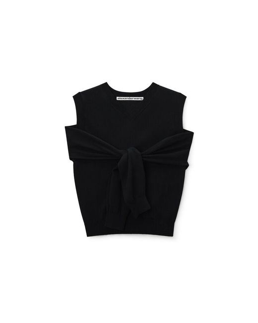 Alexander Wang Black Layered V-Neck Vest With Tie-Front Cardigan Detail
