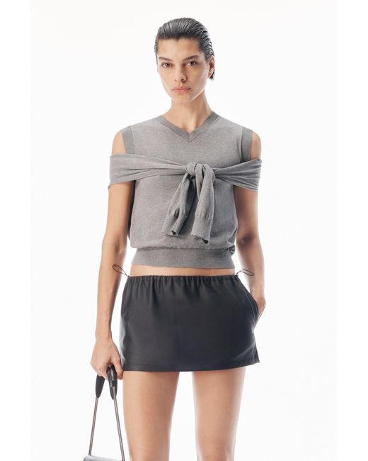 Alexander Wang Black Layered V-Neck Vest With Tie-Front Cardigan Detail